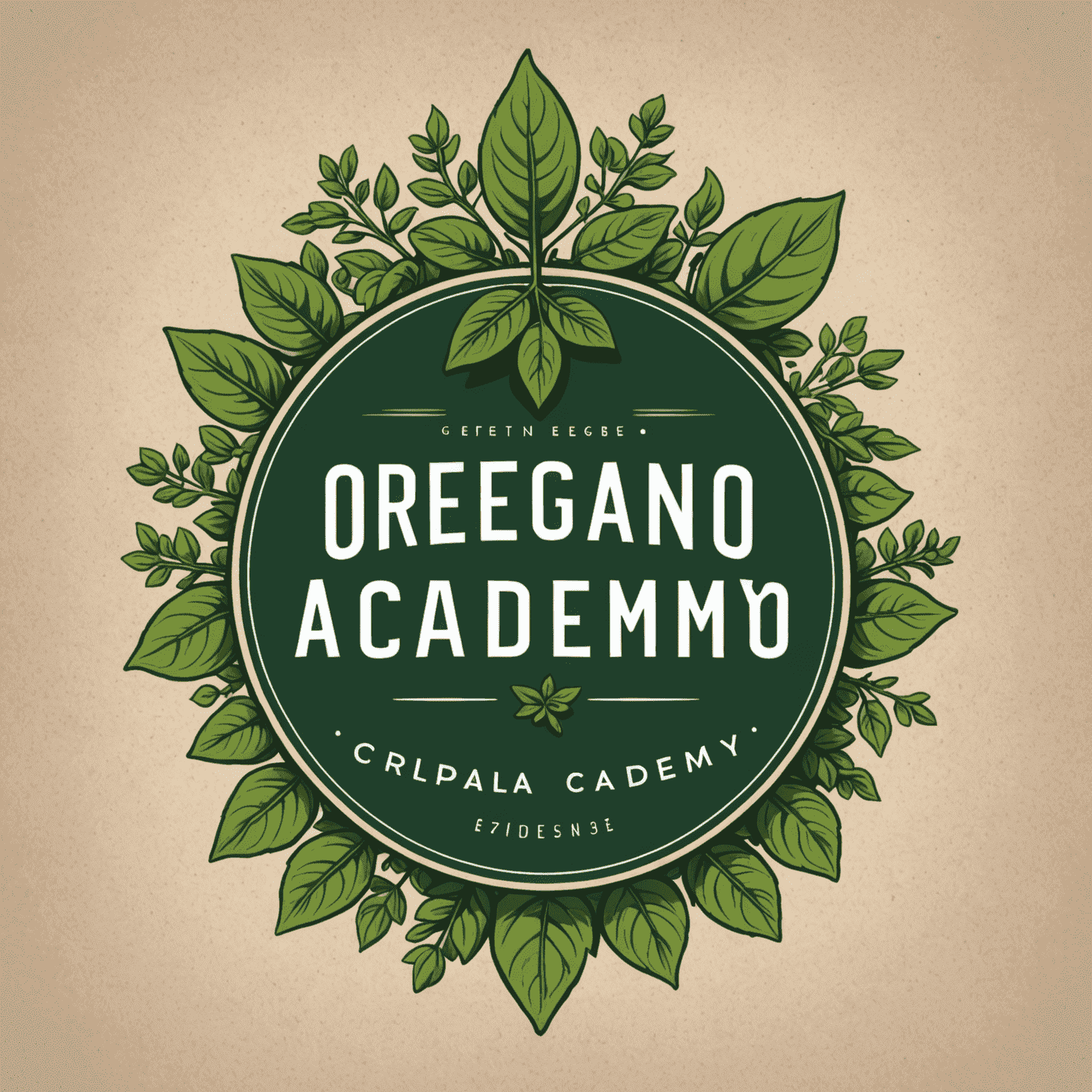 Logo Oregano Academy przedstawiające stylizowaną gałązkę oregano obok eleganckiej czcionki