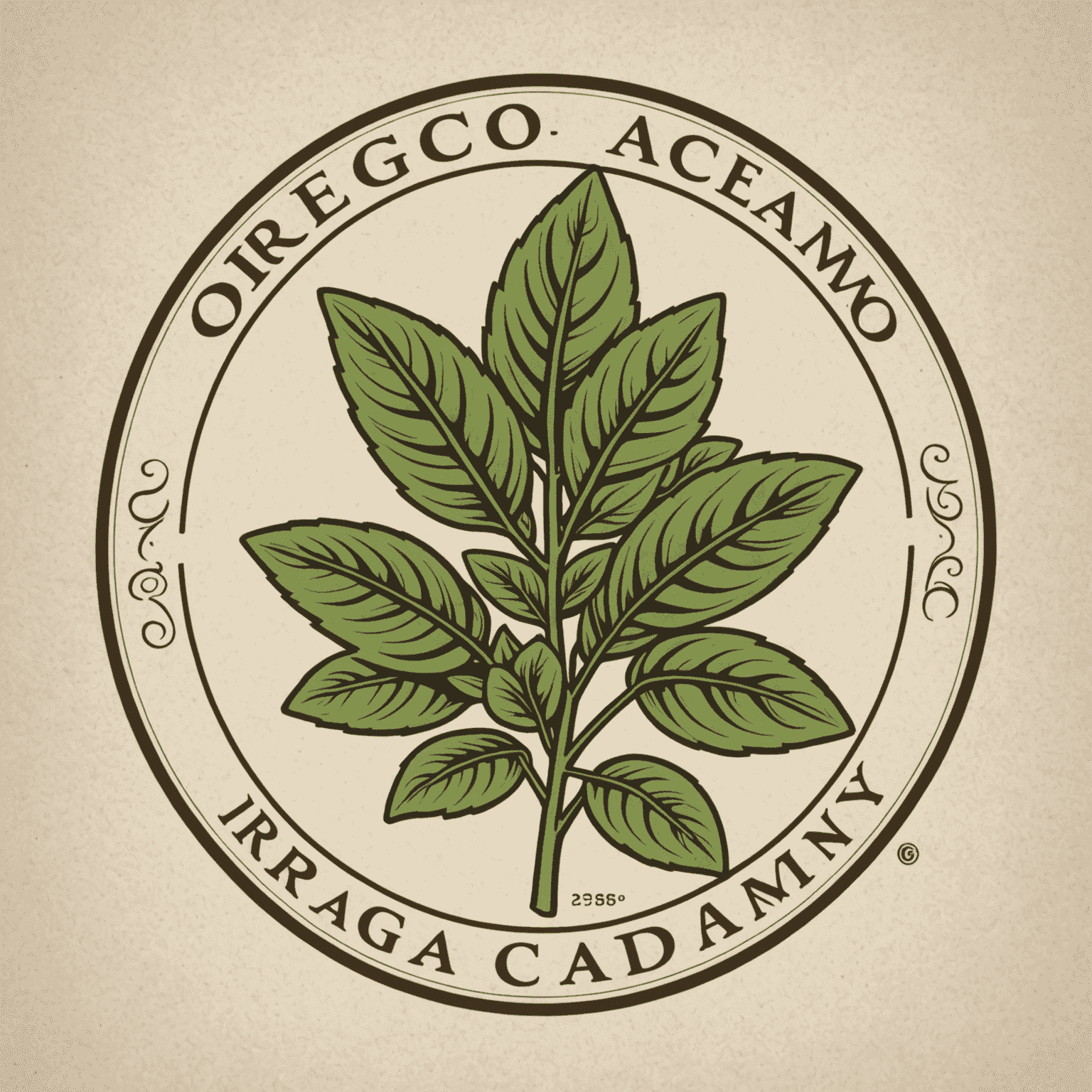 Logo Oregano Academy przedstawiające stylizowaną gałązkę oregano obok eleganckiej czcionki