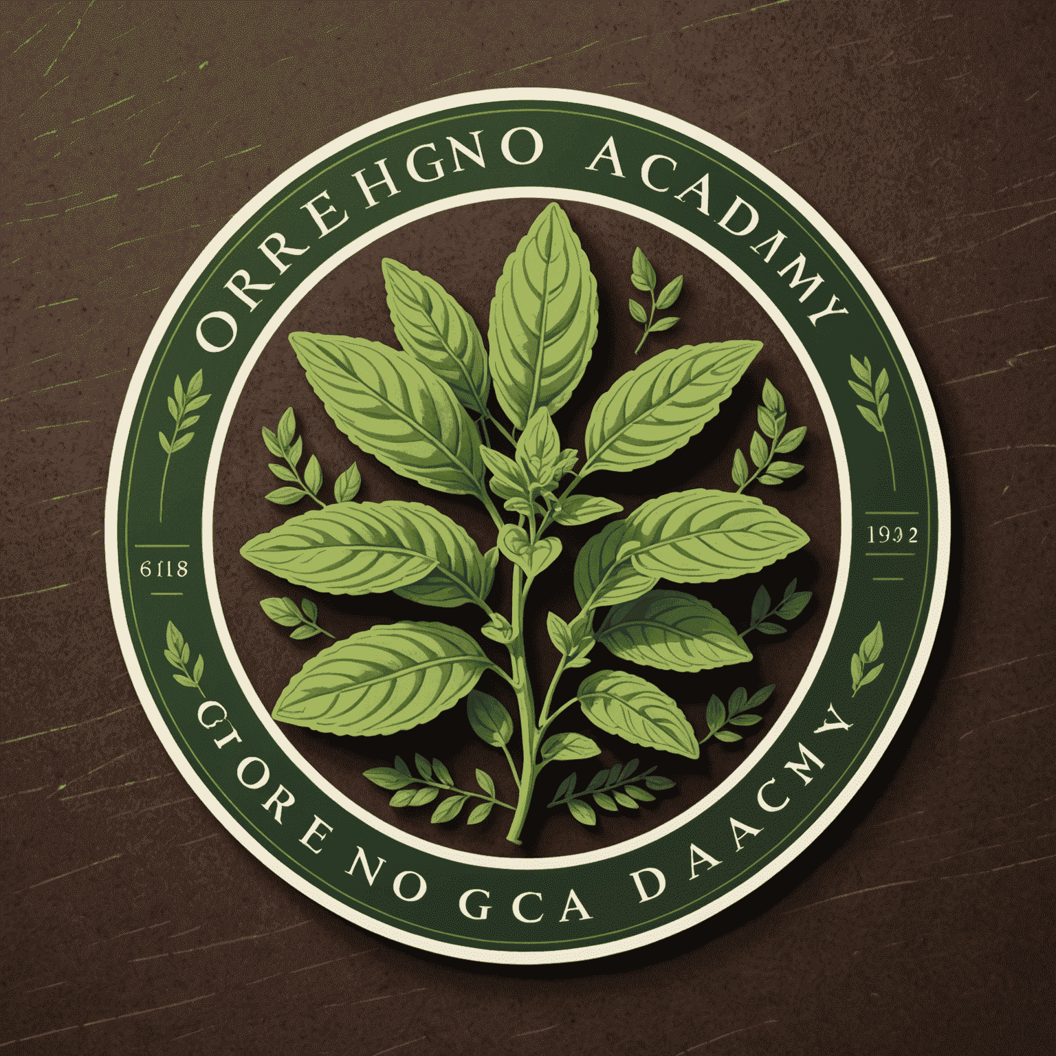 Logo Oregano Academy przedstawiające stylizowaną gałązkę oregano obok eleganckiej czcionki