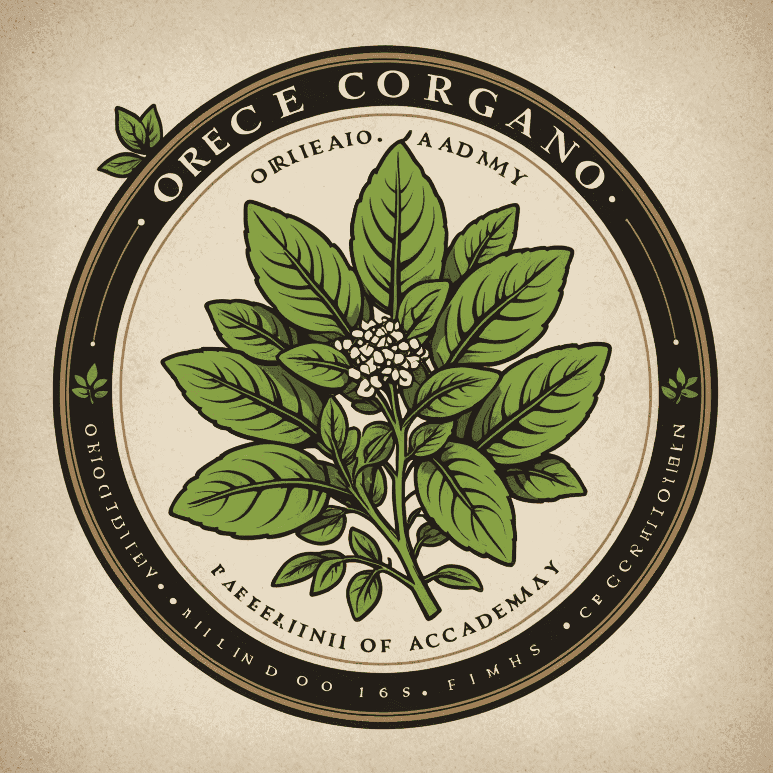 Logo Oregano Academy przedstawiające stylizowaną gałązkę oregano obok eleganckiej czcionki